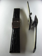 1 CINTURINO PELLE STAMPA ALLIGATORE CHIUSURA DEPLOYANTE DA 24 MM.NERO