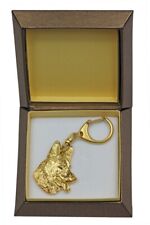 Cane Pastore Tedesco - Portachiavi Placcato Oro Con Cane In Scatola Regalo, H