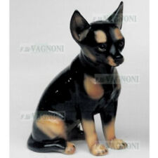 STATUA CANE CHIHUAHUA NERO IN CERAMICA CM. 36 -ANIMALI ARREDO CASA NEGOZIO VILLA