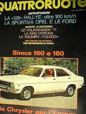Quattroruote 177 set '70, Triumph Toledo, Fiat 128 Rallye, Simca 160 e 180, FF05