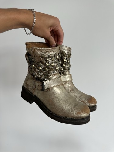Stivali biker donna oro cenere