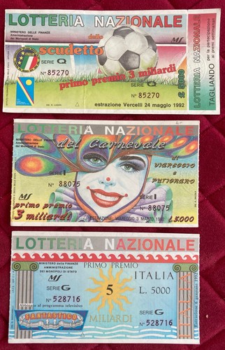 Biglietti lotterie 1992 - biglietti,