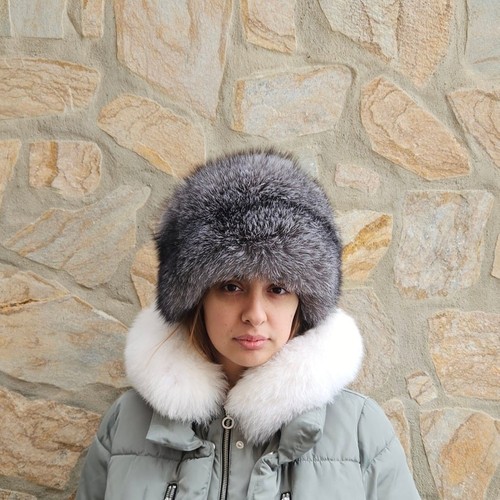 Cappello pelliccia grigio - pelliccia,