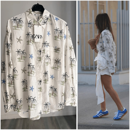 Zara cotton printed shirt - printed,