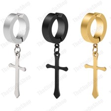 Orecchini croce clip lunghi - croce,