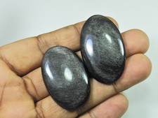 Pietra ovale ossidiana - , argento