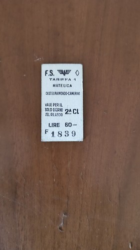 Biglietto treno anni - anni, 1958