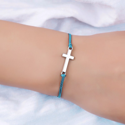 Bracciale con croce - argento, in