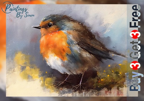 Dipinto olio robin - ad, bird