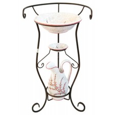 Completo in ferro lavabo antico con ceramica Deruta Toeletta a mano da camera