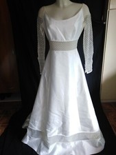 Vestito sposa BIANCO avorio TG. M 44 - NUOVO - USIRA con ricami