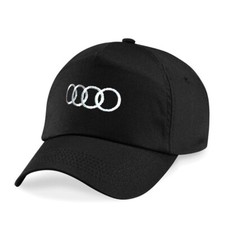 CAPPELLINO AUDI  RICAMATO SUL FRONTE, COTONE 100% - COLORE NERO
