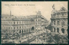 Genova Città Piazza De Ferrari Auto Tram cartolina WX3774