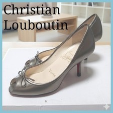 Christian Louboutin décolleté tacco pelle grigio metallizzato EU 34,5 / US...
