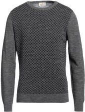 BROOKSFIELD - Maglione maglione uomo grigio nero poli lana CN LS lusso - UK44 NUOVO CON ETICHETTE