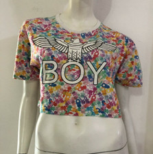 BOY LONDON Maglia top corto fantasia ciucci colorati stampa logo Tg S Cotone