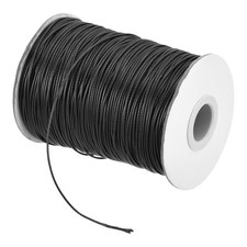 2mm black waxed - waxed, lanyard,