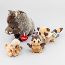 Set 4 peluches TRUDI vintage anni '90 NUOVI gufo scimmia procione cinghiale