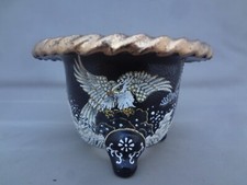 Vaso usato 'Kyouraku-yaki' giapponese Neofinetia falcata dipinto a mano (3,5) 06020303