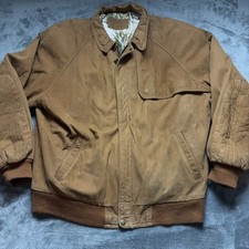 Giacca di pelle vintage Marlboro Adventure Team uomo XL marrone a costine abbigliamento caldo