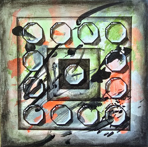 Quadro acrilico verde astratto