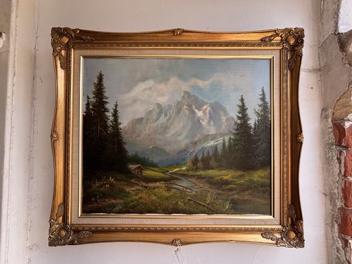 Grande dipinto olio - , montagna