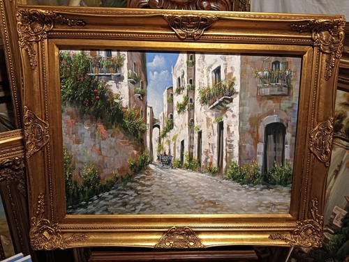 Dipinto olio tela antico - olio, su