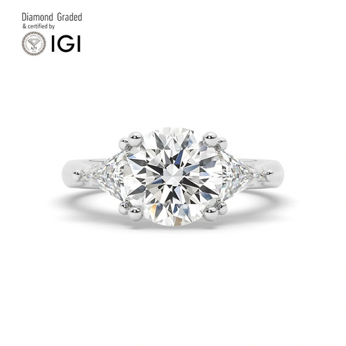 Round diamond trilogy ring 18k - round,
