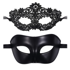 Coppia 2pz Maschere Mascherate Costume Veneziano Ballo Matrimonio Cosplay Festa Maschera