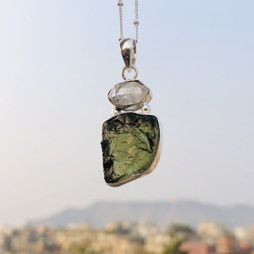Ciondolo herkimer moldavite - ciondolo,