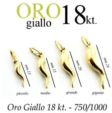 ciondolo regalo PORTAFORTUNA amuleto CORNETTO CORNO CORNINO oro 18kt. 750/1000 