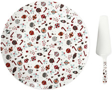 , KA0393, Piatto E Pala per Torta Multicolore per Natale, Servizio Da Tavola in 