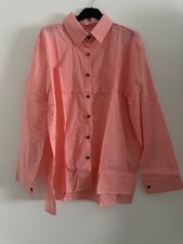 Camicia rosa corallo leggera con bottoni effetto tartaruga – Taglia L