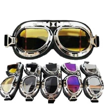 Occhiali Moto Aviatore Vintage Montatura Cromata