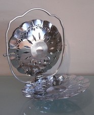 VINTAGE TRAY FOR STAINLESS STEEL CAKE ALZATINA PORTA DOLCI VINTAGE IN METALLO