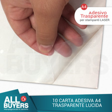10 FOGLI CARTA ADESIVA A4 TRASPARENTE LUCIDA PVC VINILE PER STAMPANTI LASERJET R
