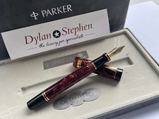 Parker Duofold Centennial Maroon Marbled fountain pen 18K Broad gold nib
