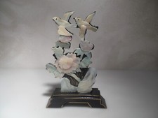 Pannello Cinese Antico di Pregio In Legno -madreperla uccelli e fiori