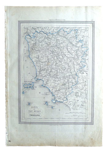 1850 antica mappa gran ducato - antica,