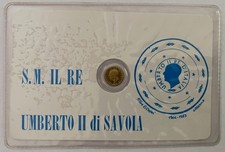 Tessera commemorativa con micro moneta placata oro RE UMBERTO II DI SAVOIA