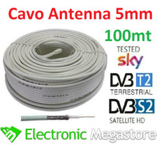 CAVO ANTENNA TV SATELLITARE TERRESTRE OTTIMO PER SKY MATASSA 100mt 5MM FeCu 0,8