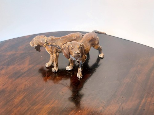 Scultura coppia cani bronzo - scultura, di