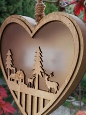 Cuore in legno LED, cervo casa