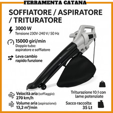 soffiatore aspiratore elettrico aspira raccogli foglie da per giardino 3000 W