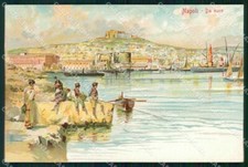 Napoli Città Veduta del Mare Barche Capuano cartolina RT2579