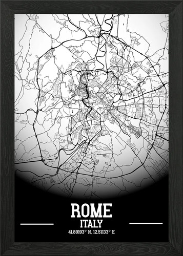 Rome city map - map, framed