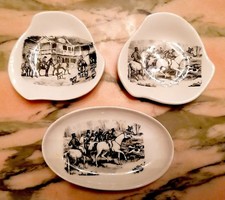 LOTTO 3 PIATTINI CERAMICA SCENE CACCIA ALLA VOLPE