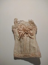 Antica bambola francese broccato e pizzo corsetto lingerie 5,5" con soste