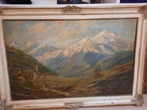 Quadro antico olio tela - antico,
