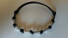 BRACCIALE CORDINO NERO CON PEPITE GRANELLI ARGENTO 925 